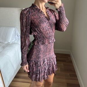 Rebecca Taylor Snake Print Ruffle Dress